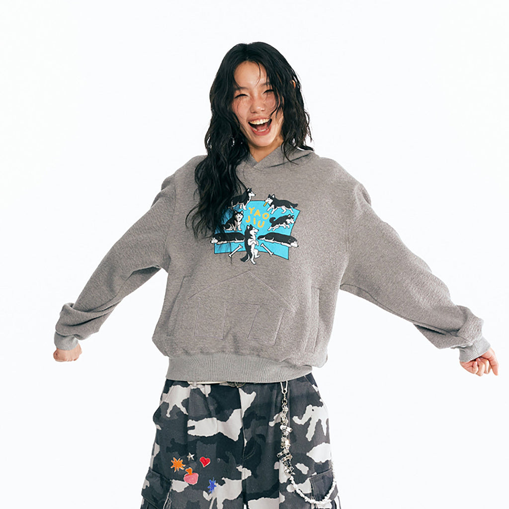1997 POSTOFFICE Puppy Paradise Graphic Oversized Hoodie
