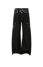 PASET Camo Double Waist Embroidered Jeans