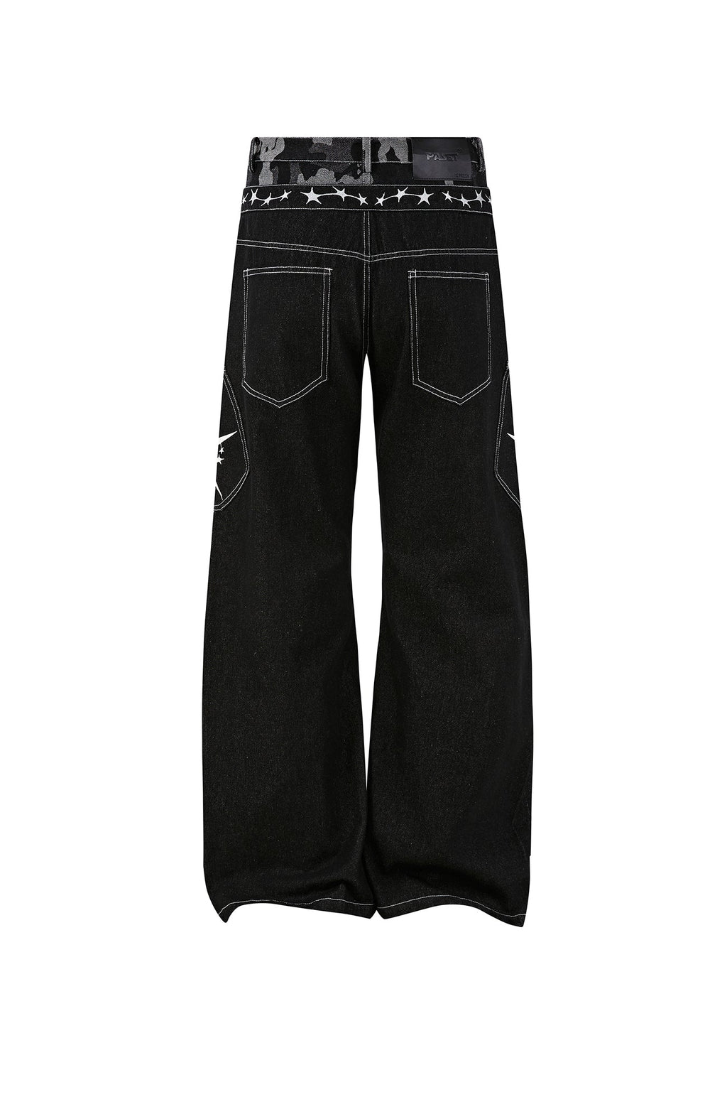 PASET Camo Double Waist Embroidered Jeans